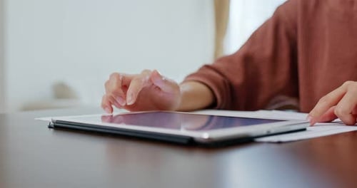 Using a Tablet Indoors During Daytime