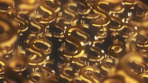 Seamless Loop Golden Dollar Signs Falling Background
