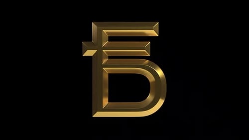 Animated Golden Cyrillic Letter 'B' with Metallic Shine