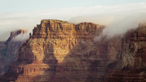 Grand Canyon Clouds Over Cliff Timelapse