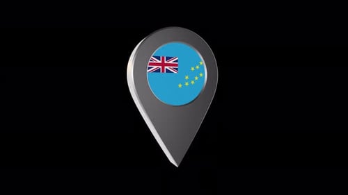3D Rotating Tuvalu Flag Map Pin Animation
