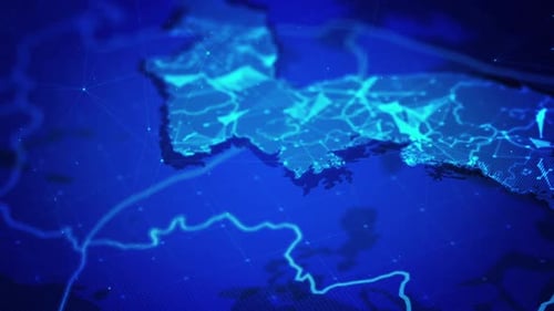 Abstrakte digitale Hintergrund-Plexus-Netzwerk-Karte in Korea