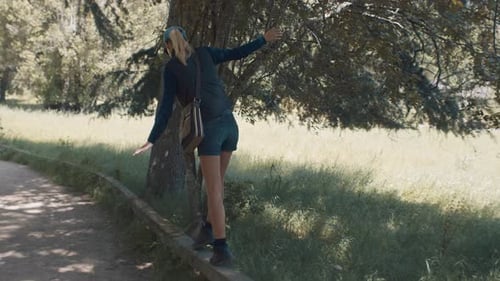 Girl Hiking In The Park