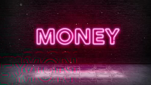 Animated Neon MONEY Sign on a Brick Wall