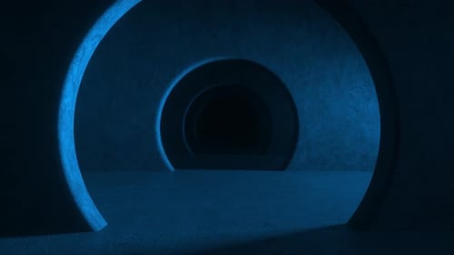 Abstract illuminated empty corridor interior