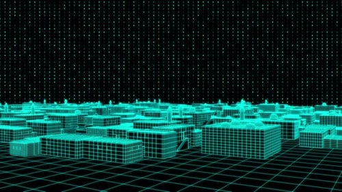 Estructura alámbrica de ciudad 03 4k