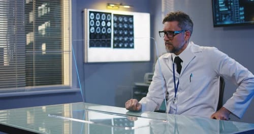 Doctor Using Transparent Display Screen