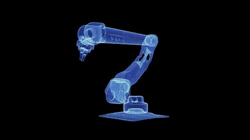 Futuristic Holographic Robot Arm 3D Animation