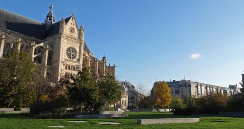 La façade sud de l'église Saint-Eustache, 1er arrondissement, Paris, Île-de-France, France