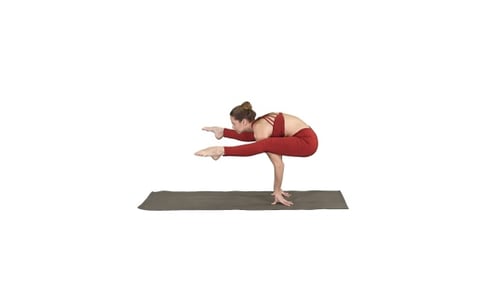 Belle femme pratique le yoga à main levée Asana Tittibhasana