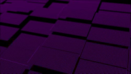 Abstract Geometric Background Animation with Glowing Purple Blocks