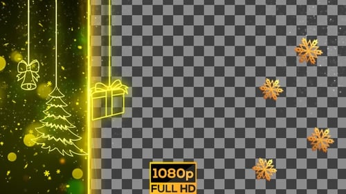 Christmas and New Year Golden Glowing Line Art Overlay