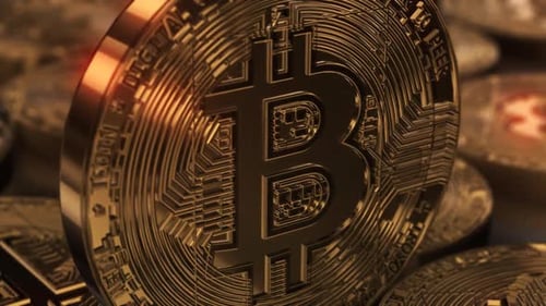 Rotating Gold Bitcoin Symbol for Crypto and Finance Projects