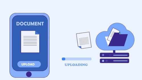 Mobile Phone Document Upload to Cloud Storage Animation
