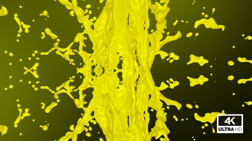 Fluid Yellow Paint Splash Collision Transition