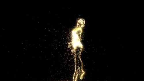 Golden Particle Woman Dancing Silhouette Animation