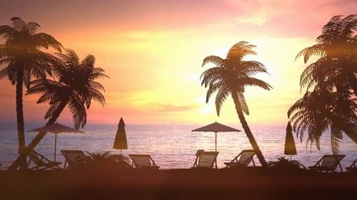 Resort Area During Bright Sunset HD