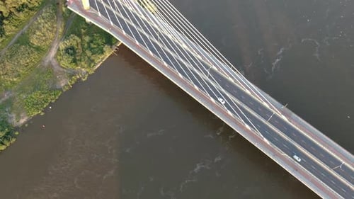 Aerial view of Holy Cross Bridge (Swietokrzyski Bridge) in Warsaw, Poland