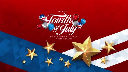 Fourth of July Independence Day United States of America State with Flag 4K