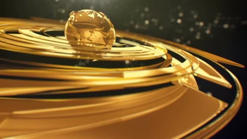 Golden Global Earth Broadcast Animation for News and Corporate