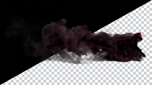 Dark Smoke Horse Galloping with Red Glowing Eyes and Alpha Channel
