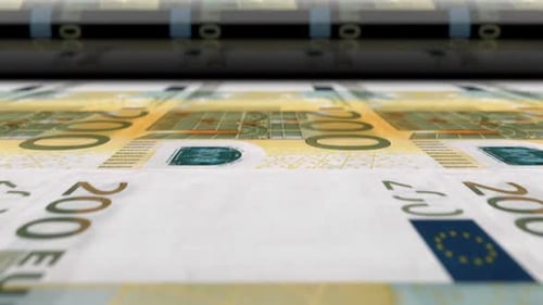 Euro Money Press Machine Printing 200 EUR Banknotes