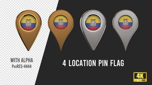 Ecuador Flag Location Pins Animation Pack