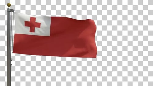 Realistic Waving Flag of Tonga on Alpha Channel