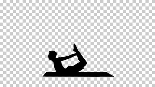 Hombre yogui en silueta haciendo una curva hacia atrás, Alpha Channel