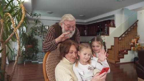 Family Connects Through Smartphone Video Call