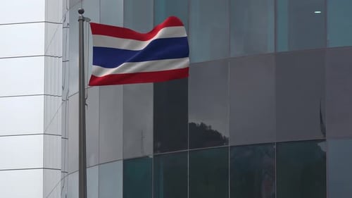Photorealistic Waving Flag of Thailand on a Flagpole