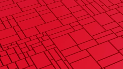Dynamic Red Blocks Waving Geometric Background