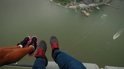 Aerial Wide View of Manhattan Financial District From the Cockpit of a Helicopter New York USA