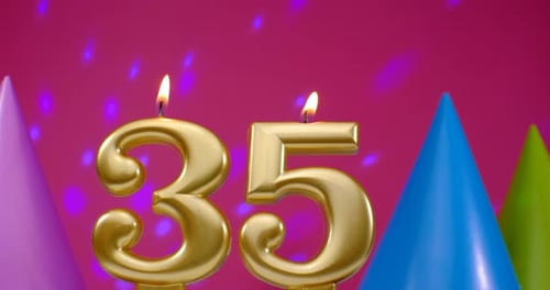 Golden Birthday Candles Spell Out Thirty-Five