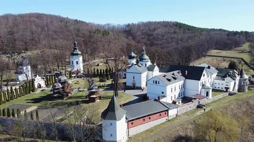 Krehiv Monastery Aerial View Drone, Ukraine
