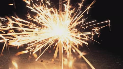 Sparkler Burning Bright with Golden Light