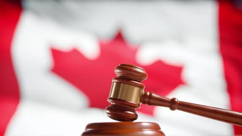 Gavel with Canadian Flag in the Background
