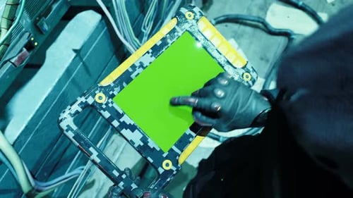 Cyberman In His High Tech Lab Works