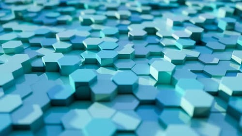 Blue hexagon modules in random waving motion