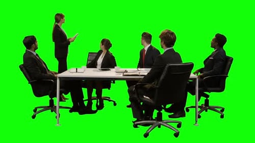 Business Team Meeting Presentation on Chroma Key Background