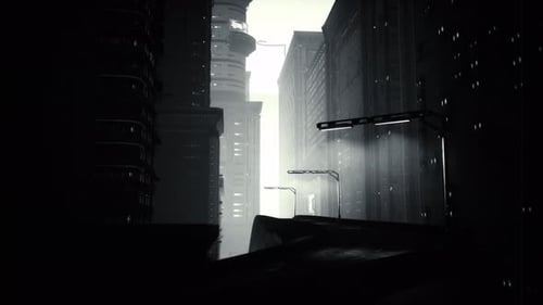 Dark Futuristic Cityscape Establishing Shot Animation