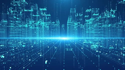 Holographische virtuelle Technologie Smart City Shuttle mit Partikeldrahtrahmen