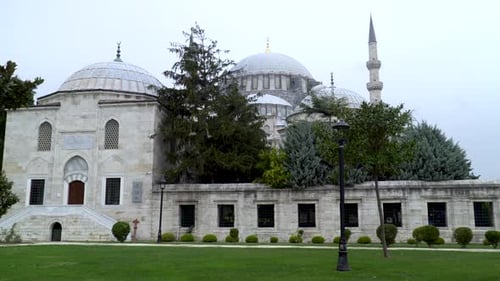 Dolly Panning Shot of Suleiman Mosque in Istanbul, Turkey