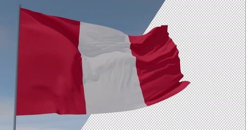 Waving Peru Flag with Alpha Channel Background