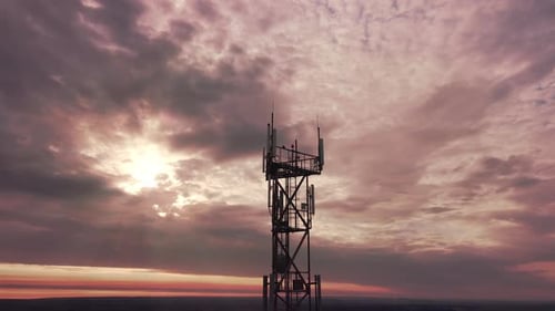 Telecommunication Tower Construction with Cellular Satellite Antennae Dishes
