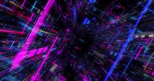 Nahtlose Schleife des digitalen Datenflusses eines abstrakten Matrix-Hologramms.