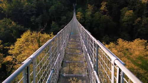 Suspended Metallic Bridge on the Mountains
