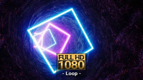 Square Neon Light Cave VJ Tunnel Full HD