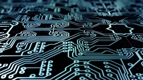PCB animation. Printed circuit board lines on the motherboard. Loopable. HD