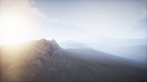 Volcano Crater Landscape with Fog